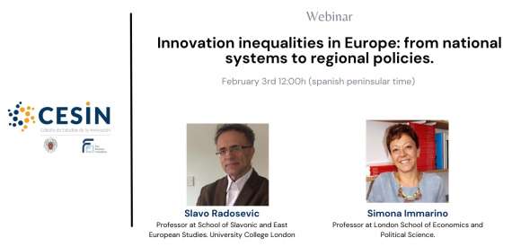 El 3 de febrero de 2022 se llevo a cabo el webinar: "Innovation inequalities in Europe: from national systems to regional policies"